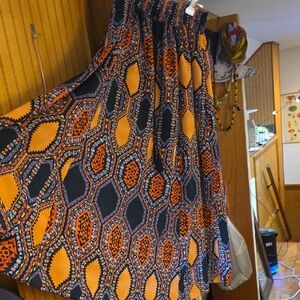 Maeve Orange and Black Patterned A-Line Skirt